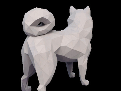 Polygonal Shiba Inu Dog Modello di stampa 3D