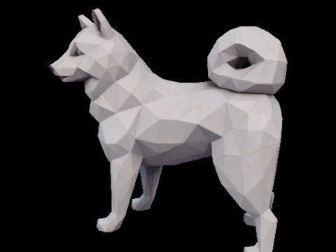 Polygonal Shiba Inu Dog Modello di stampa 3D