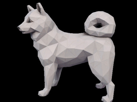 Polygonal Shiba Inu Dog Modello di stampa 3D