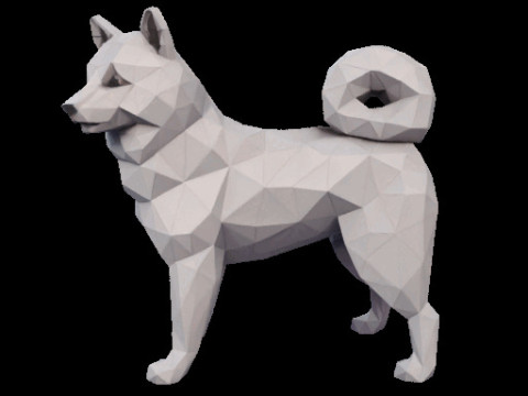 Polygonal Shiba Inu Dog Modello di stampa 3D