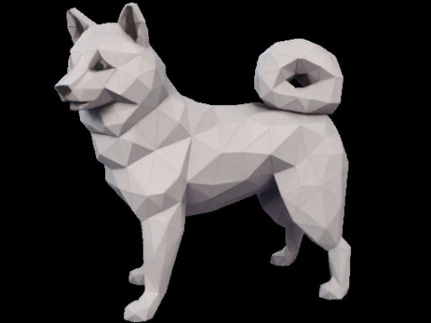 Polygonal Shiba Inu Dog Modello di stampa 3D