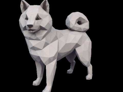 Polygonal Shiba Inu Dog Modello di stampa 3D