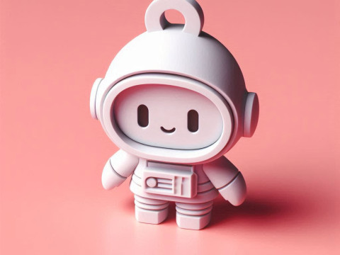 Astronaut Keychain Figure 3D Model