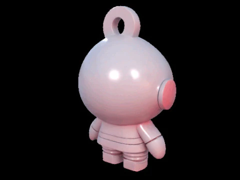 Astronaut Keychain Figure 3D Model