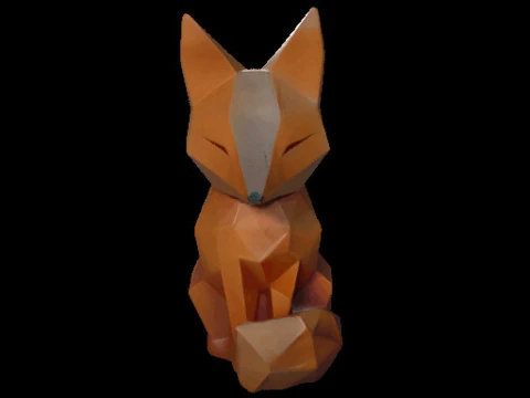 Geometric Fox Sculpture 3D Model