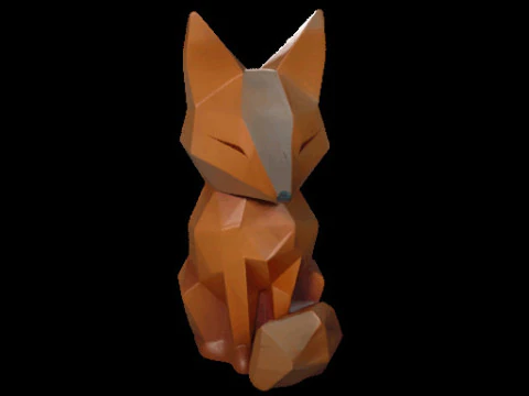Geometric Fox Sculpture 3D Model