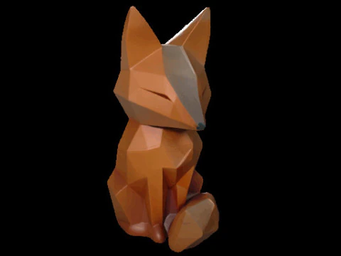 Geometric Fox Sculpture 3D Model