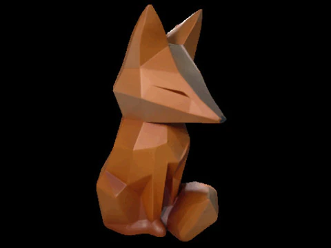 Geometric Fox Sculpture 3D Model