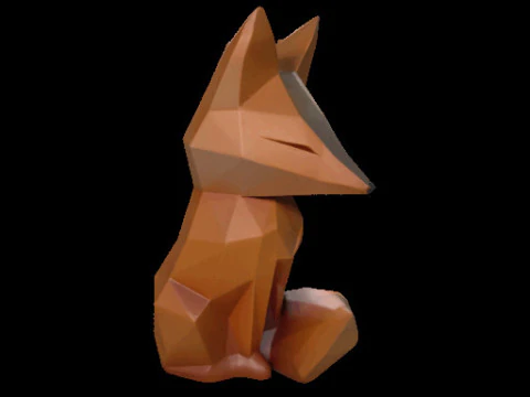 Geometric Fox Sculpture 3D Model