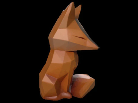 Geometric Fox Sculpture 3D Model