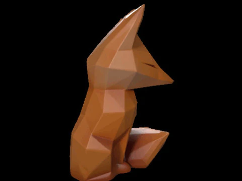 Geometric Fox Sculpture 3D Model