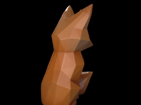 Geometric Fox Sculpture 3D Model