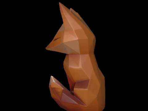 Geometric Fox Sculpture 3D Model