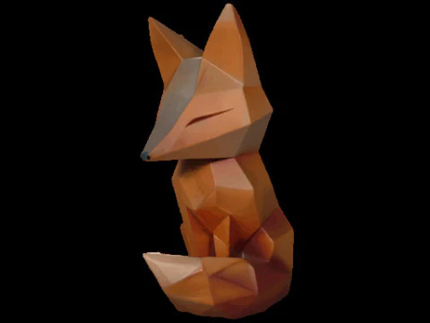 Geometric Fox Sculpture 3D Model