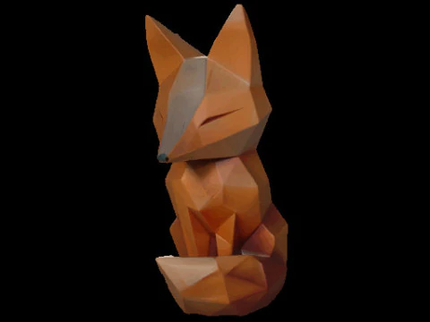 Geometric Fox Sculpture 3D Model