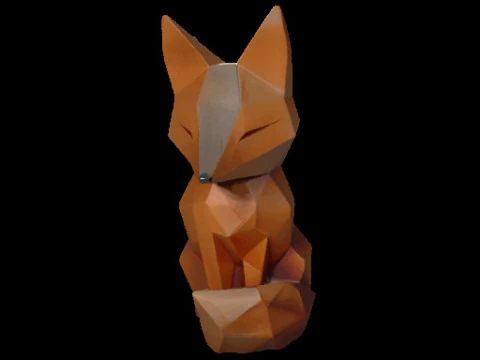 Geometric Fox Sculpture 3D Model