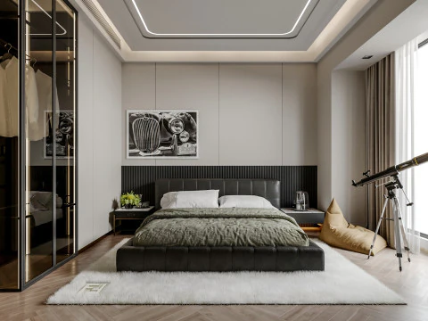 寝室のインテリアシーン 3Dモデル