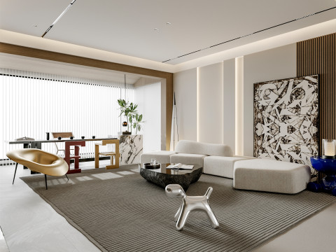 Modern living room dining room 3D 모델