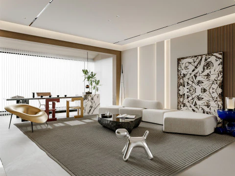 Modernes Wohnzimmer-Esszimmer 3D Modell