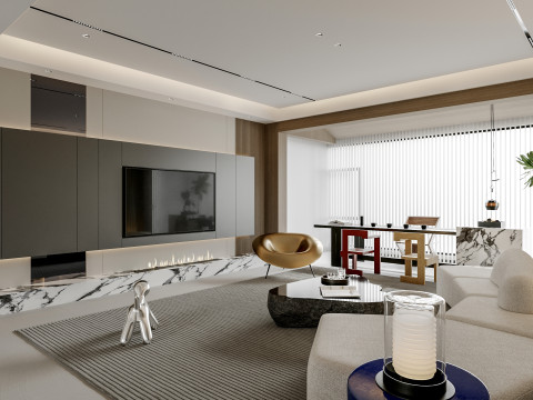 Modern living room dining room Model 3D