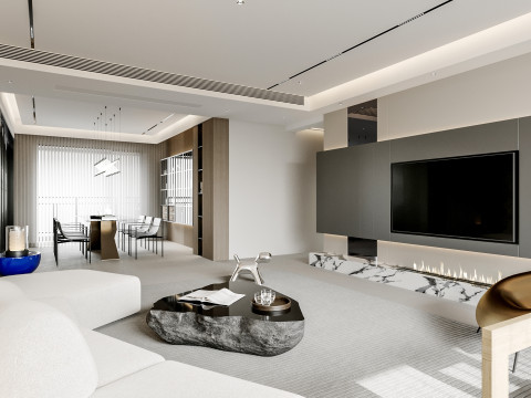 Modern living room dining room Model 3D