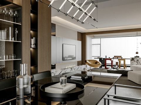 Modern living room dining room Model 3D