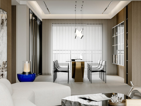 Modern living room dining room Model 3D