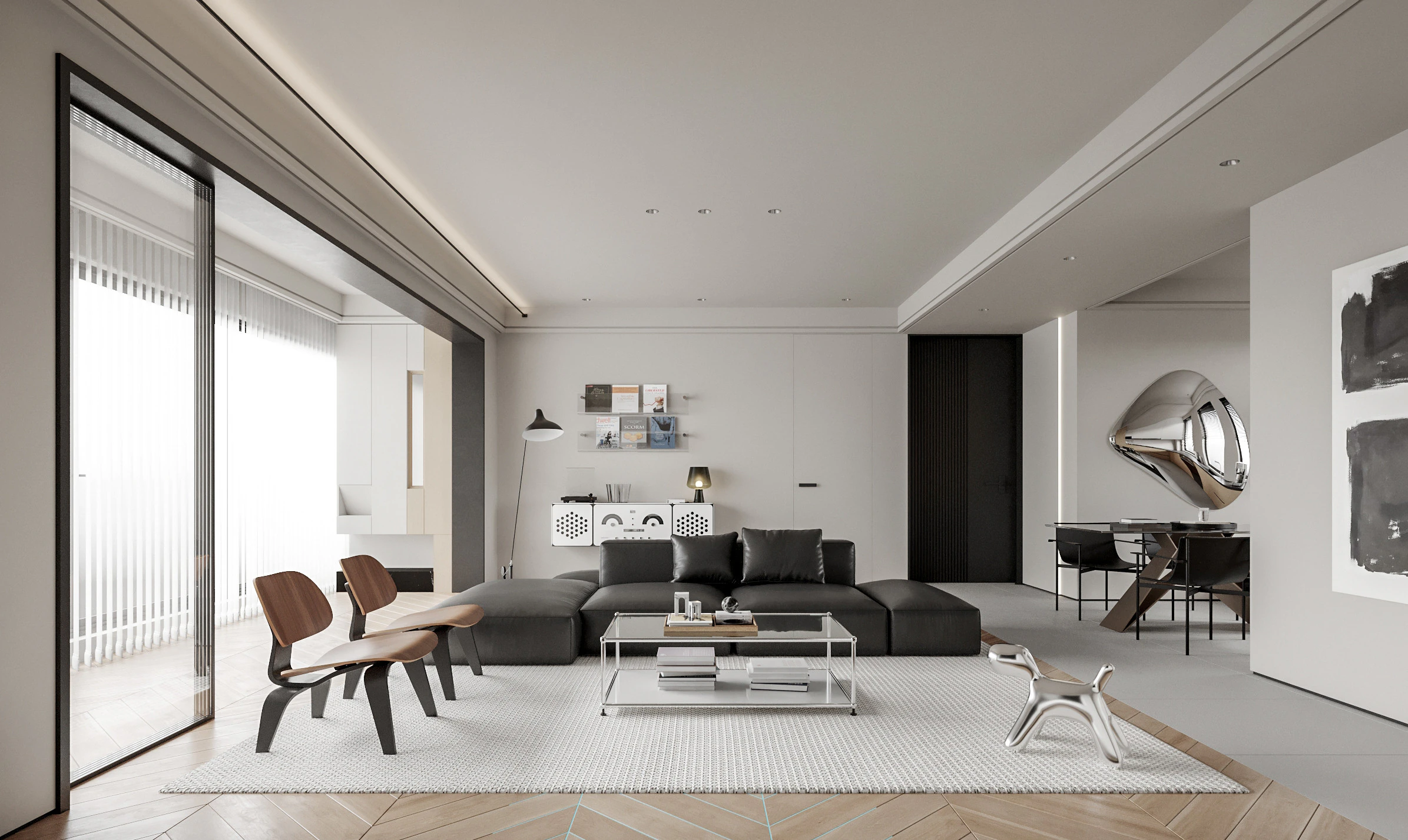 Modern living room dining room kitchen 3D Model .c4d .max .obj .3ds .fbx .stl .blend