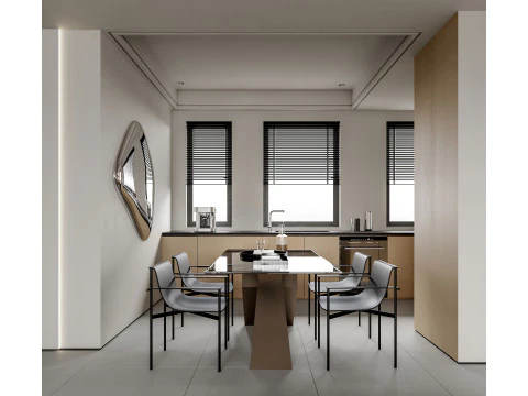 Modern living room dining room kitchen 3D Model