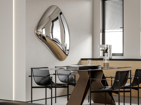 Modern living room dining room kitchen Model 3D
