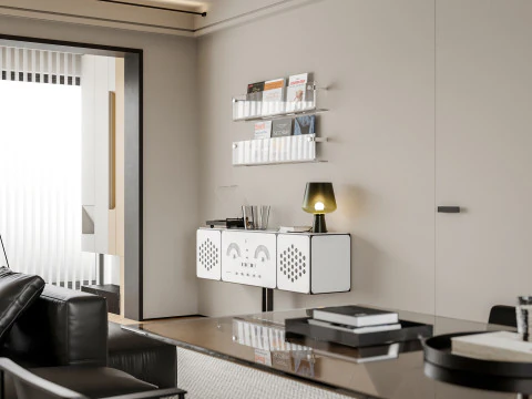 Modern living room dining room kitchen 3D Model