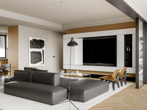 Modern living room dining room kitchen Model 3D