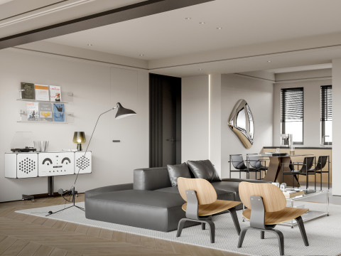 Modern living room dining room kitchen Model 3D