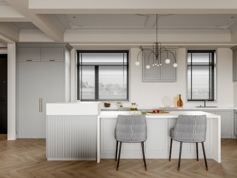 Modern living room dining room kitchen Modelo 3D