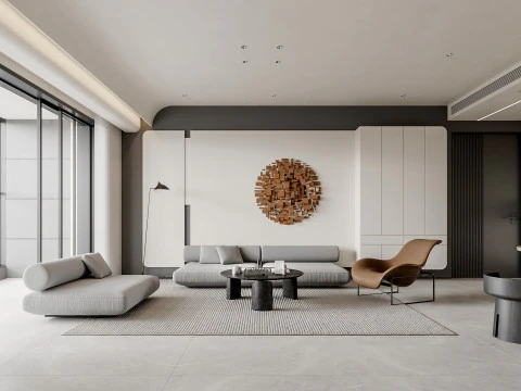 Modern oturma odası yemek odası mutfak 3D Model