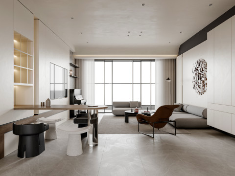 Modern living room dining room kitchen 3D मॉडल