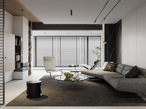 Modern living room dining room kitchen 3D 모델