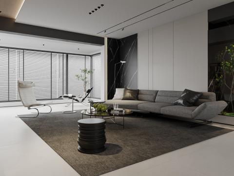 Modern living room dining room kitchen Modèle 3D