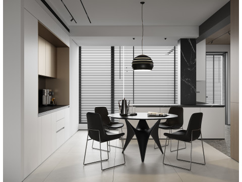 Modern living room dining room kitchen Modèle 3D