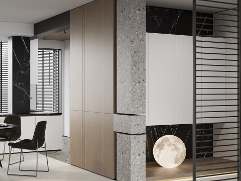 Modern living room dining room kitchen Modèle 3D