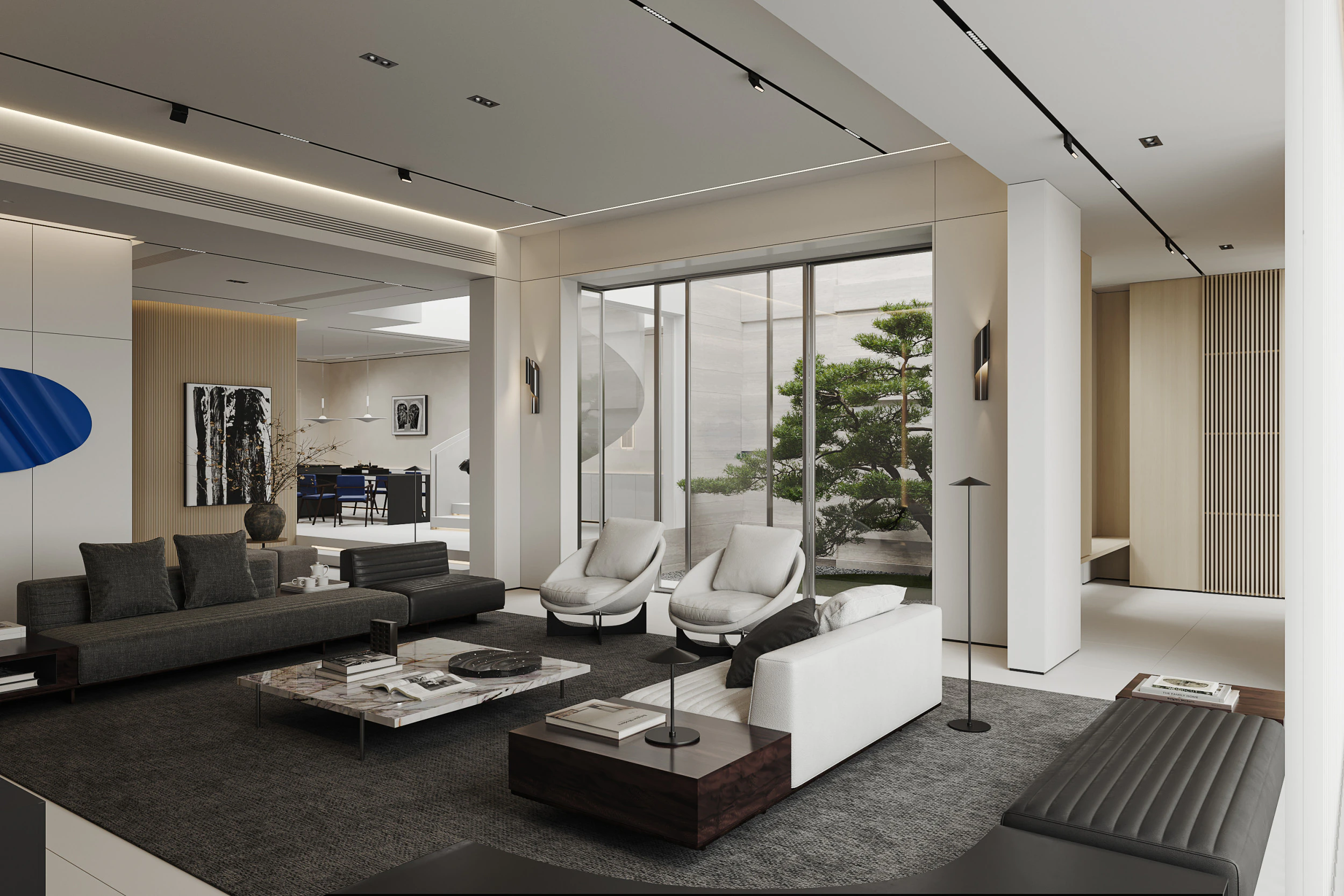 Modern living room dining room 3D Model .c4d .max .obj .3ds .fbx .stl .blend