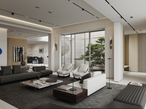 Modern living room dining room 3D मॉडल