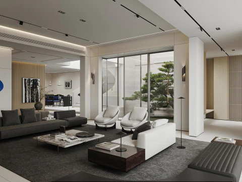 Modern oturma odası yemek odası 3D Model