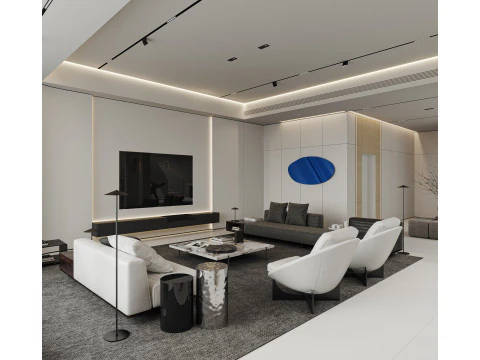 Modern living room dining room 3D Model