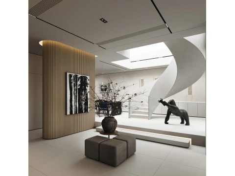 Modern living room dining room 3D Model