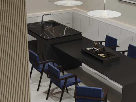 Modern living room dining room 3D Model
