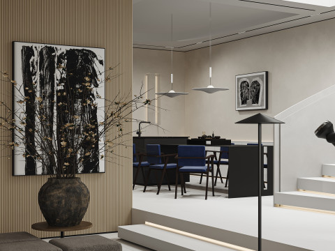 Modern living room dining room Modèle 3D