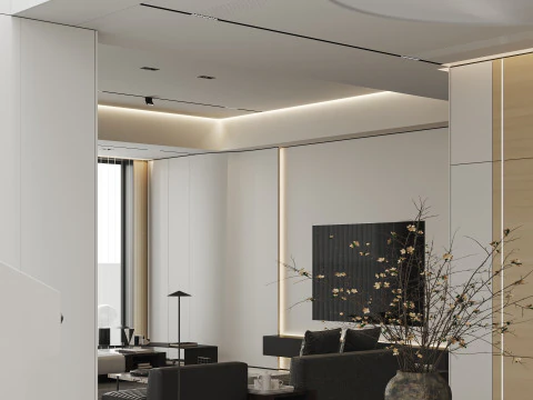 Modern living room dining room 3D Model