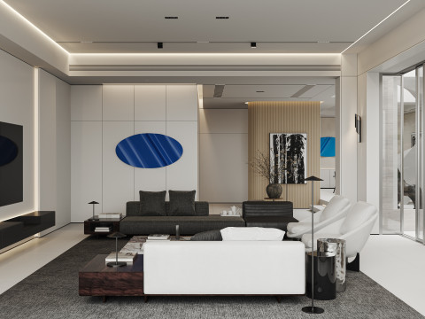 Modern living room dining room Modèle 3D