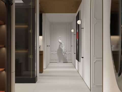 Luxurious living room and dining room hallway Modèle 3D